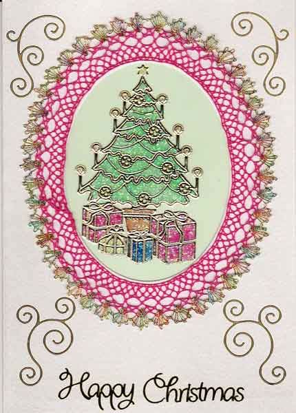card with bobbin lace